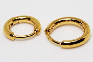 ステンレス フープピアス アレルギー対応 小さめ 中折れ 甲丸 2×13mm/10mm レディース メンズ ゴールド YG キャッチレス 大人カジュアル シンプル きれいめ プレゼント