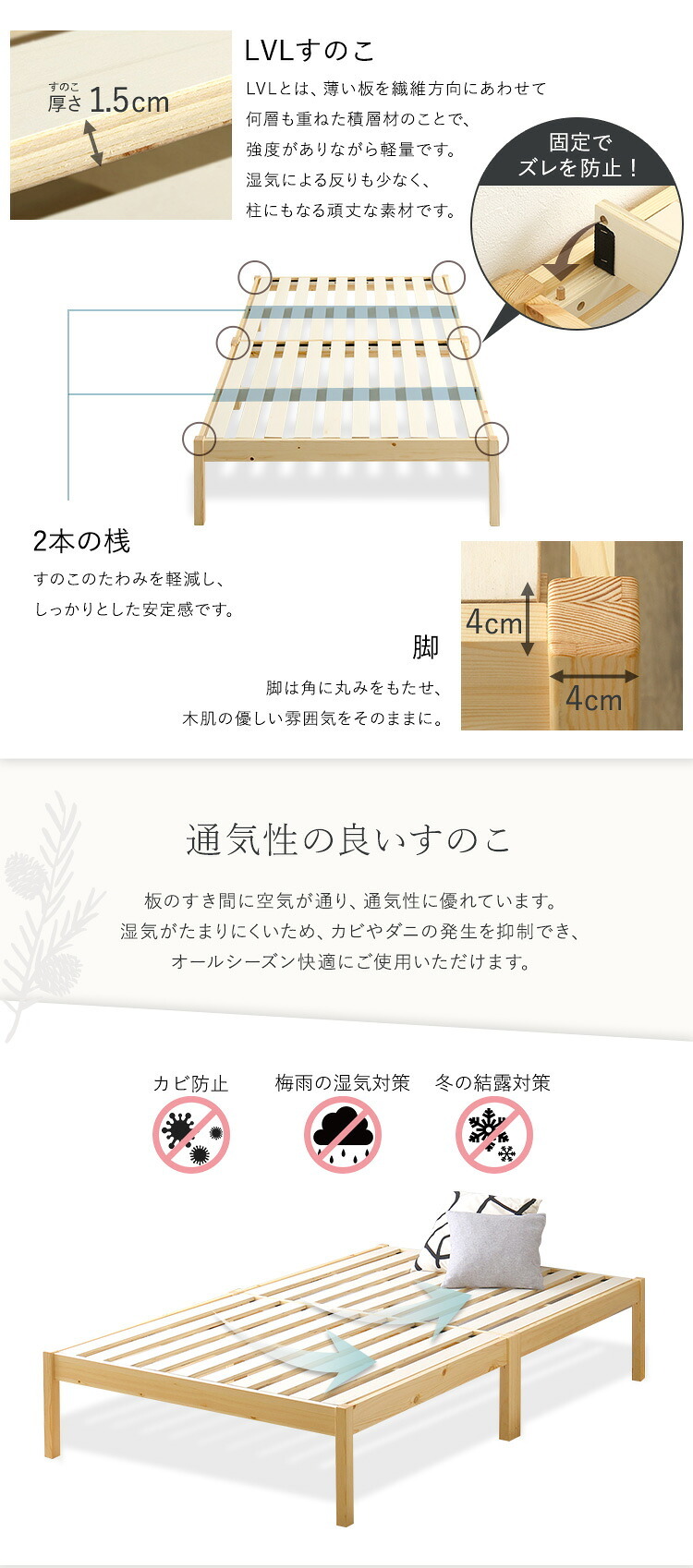 ベッド 寝具 2分で完成！組立簡単 ハイタイプ【Trans-トランズ-】(セミダブル)