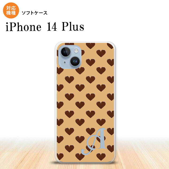 iPhone14 plsu iPhone14 plsu スマホケース 背面ケースソフトケース ハート B 茶 +アルファベット 2022年 10月発売 nk-i14pl-tp171i