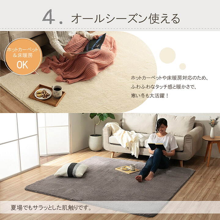 ラグ カーペット 3畳 無地 フィラメント糸 『フィリップ』 約200×250cm（ホット 対応）