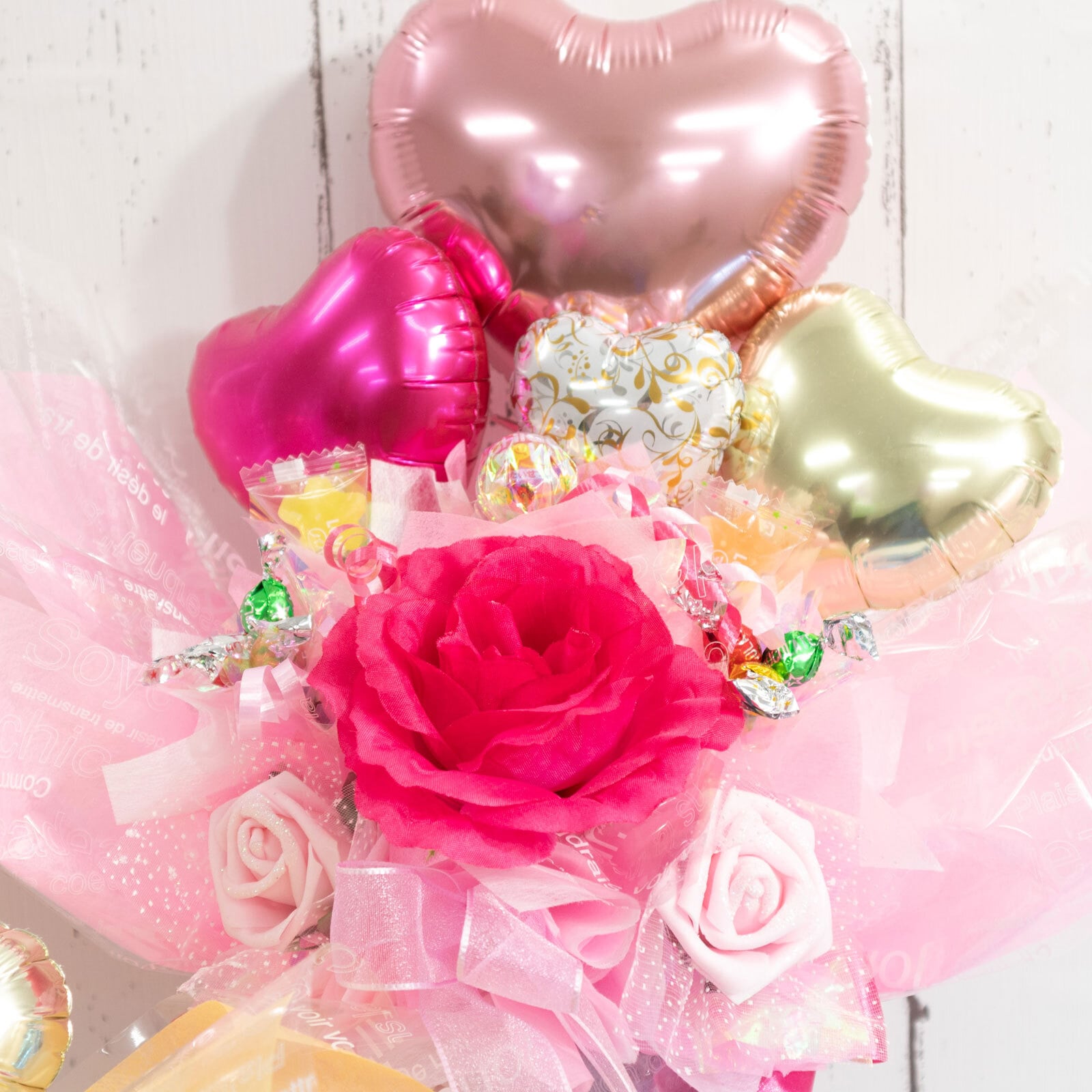 キャンディー バルーンフラワー アレンジ 花 プレゼント 卒業 卒園 造花 ブーケ ギフト オレンジ ピンク 水色 誕生日 女性 友達 退職祝い 上司 還暦祝い 結婚記念日 母の日 両親 子供会 推し活 推しカラー カスタム 選べる 風船  送料無料（一部地域除外）