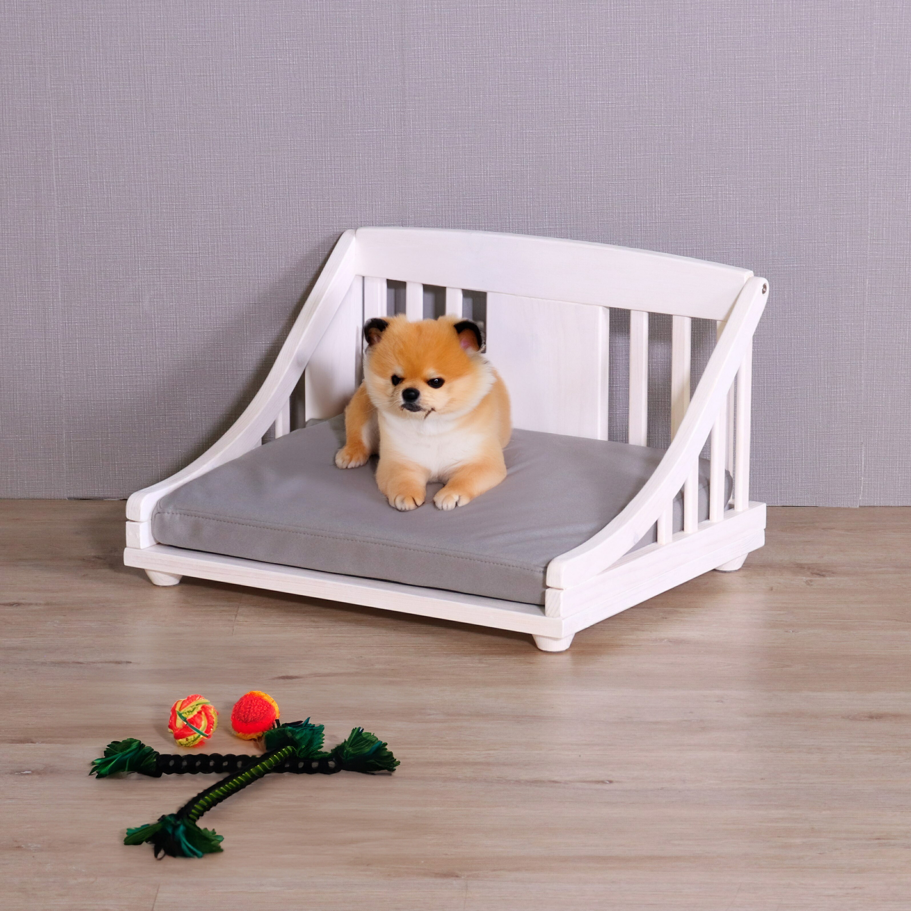 ペットベッド giocoso パイン材 天然木 S・M ライトブラウン・ホワイト W52.5xD42.8xH34cm 犬 猫 ペット家具 ペット用品 ライトブラウン ホワイト おしゃれ
