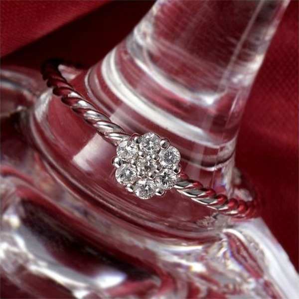 K14WG ダイヤモンドリング 指輪 19号 セブンスターリング ホワイトゴールド 天然石 レディース 華やか ジュエリー アクセサリー 記念日 誕生日 プレゼント 贈り物