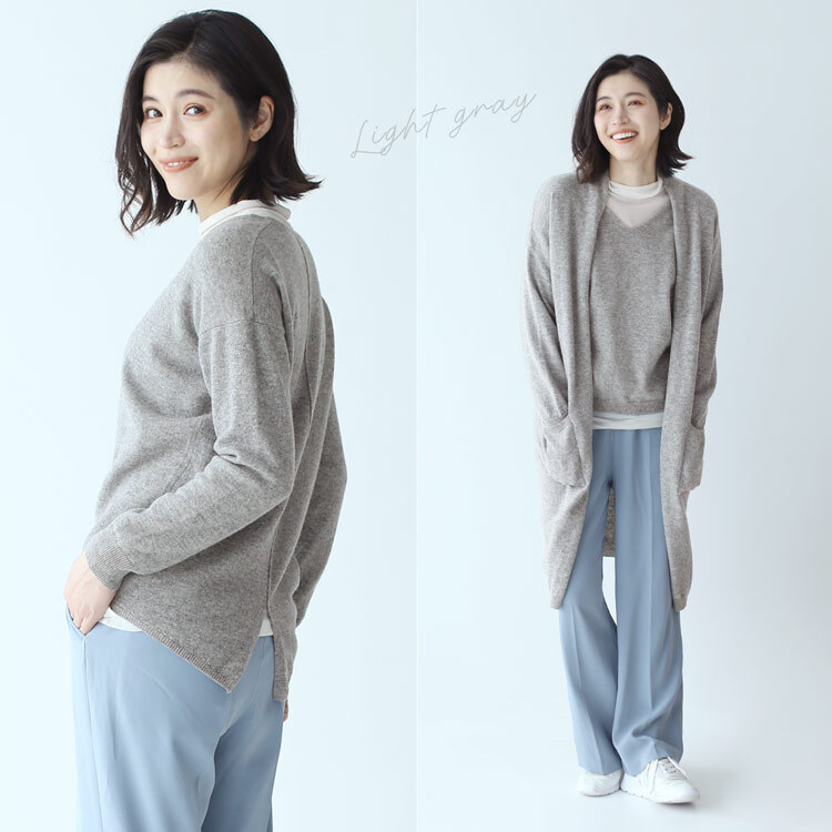 ニット アンサンブル レディース セーター カーディガン 2点セット Filomo ブランド ウール 100% 春 秋 母 女性 M/L モカ/ライトグレー/ブラック ギフト プレゼント 7F (02000246r)