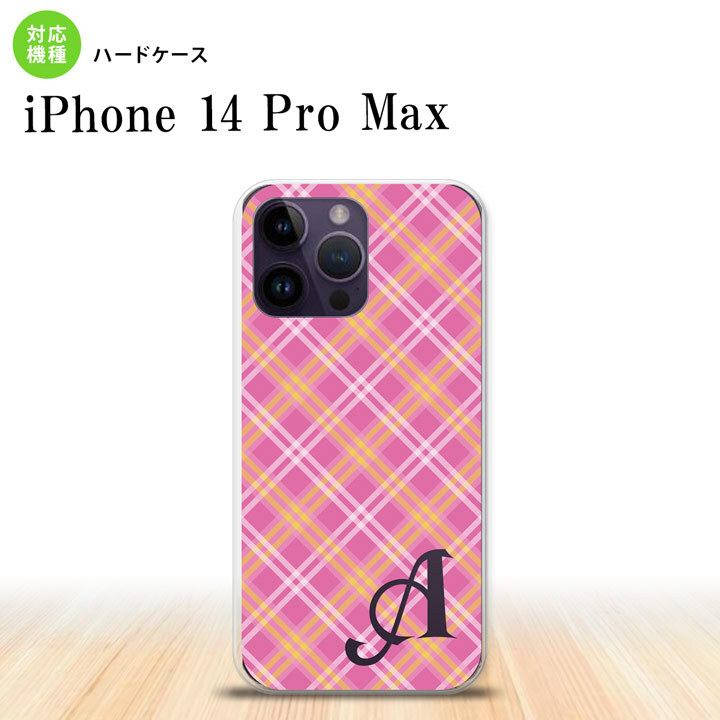 iPhone14 ProMax iPhone14 Pro Max スマホケース 背面ケース ハードケース チェック A ピンク +アルファベット 2022年 9月発売 nk-i14pm-433i