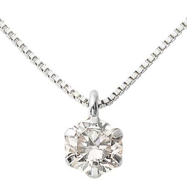 ダイヤモンド ネックレス 0.3ct プラチナ Pt900 一粒 6本爪 シンプル ペンダント 鑑定カード付き レディース ジュエリー アクセサリー 贈り物 ギフト 誕生日 記念日