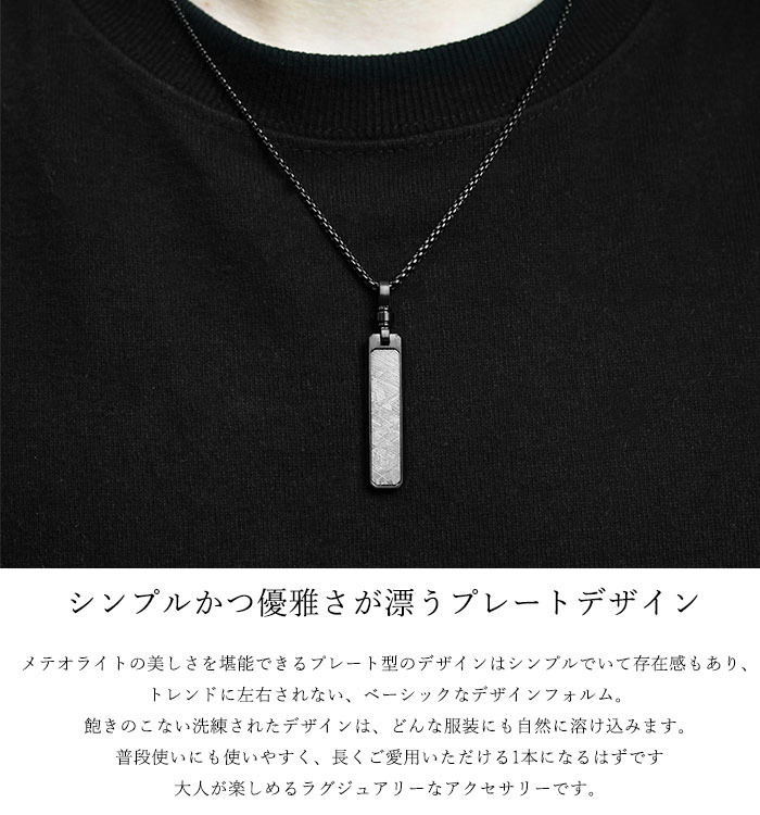 KNIS ニス メテオライト 隕石 ネックレス メンズ シンプル プレート ステンレス 人気 ブランド ペンダント KN-NC002