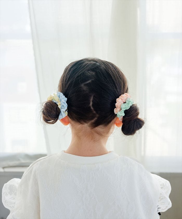 ヘアアクセサリー 通販 ミニシュシュ Rora パステルカラー 髪飾りヘアアクセ ヘアゴムセット キッズ女の子 子供子ども 姉妹お揃い プチギフト 卒園式入学式 フォーマル カジュアル ヘアアレンジ ブレスレット ツインテール