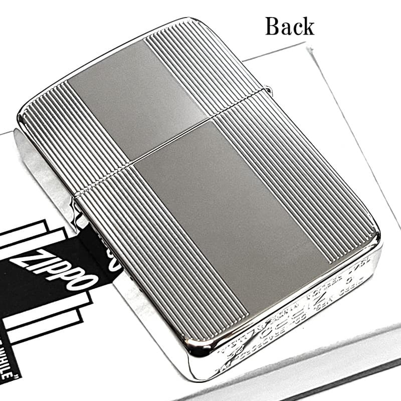 ZIPPO ライター 1941復刻 プレミアムシャイン シルバー 鏡面仕上げ ジッポ ロゴ 両面加工 ストライプ 彫刻 かっこいい 丸角 高級 銀 メンズ おしゃれ ギフト プレゼント