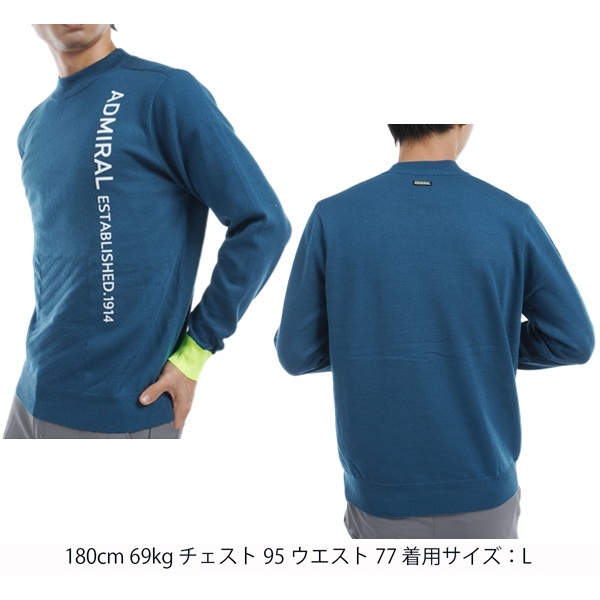 アドミラル ゴルフ メンズ ラインロゴ モックネックセーター ADMIRAL GOLF ADMA466 秋冬モデル お誕生日祝い お祝い 記念品 お父さん 父の日 彼氏 男性 30代 40代 50代 60代  還暦祝い 敬老の日 人気プレゼント プレゼント