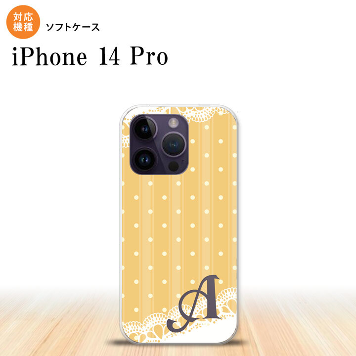iPhone14 Pro iPhone14 Pro スマホケース 背面ケースソフトケース ドット レース C 黄 +アルファベット 2022年 9月発売 nk-i14p-tp1613i