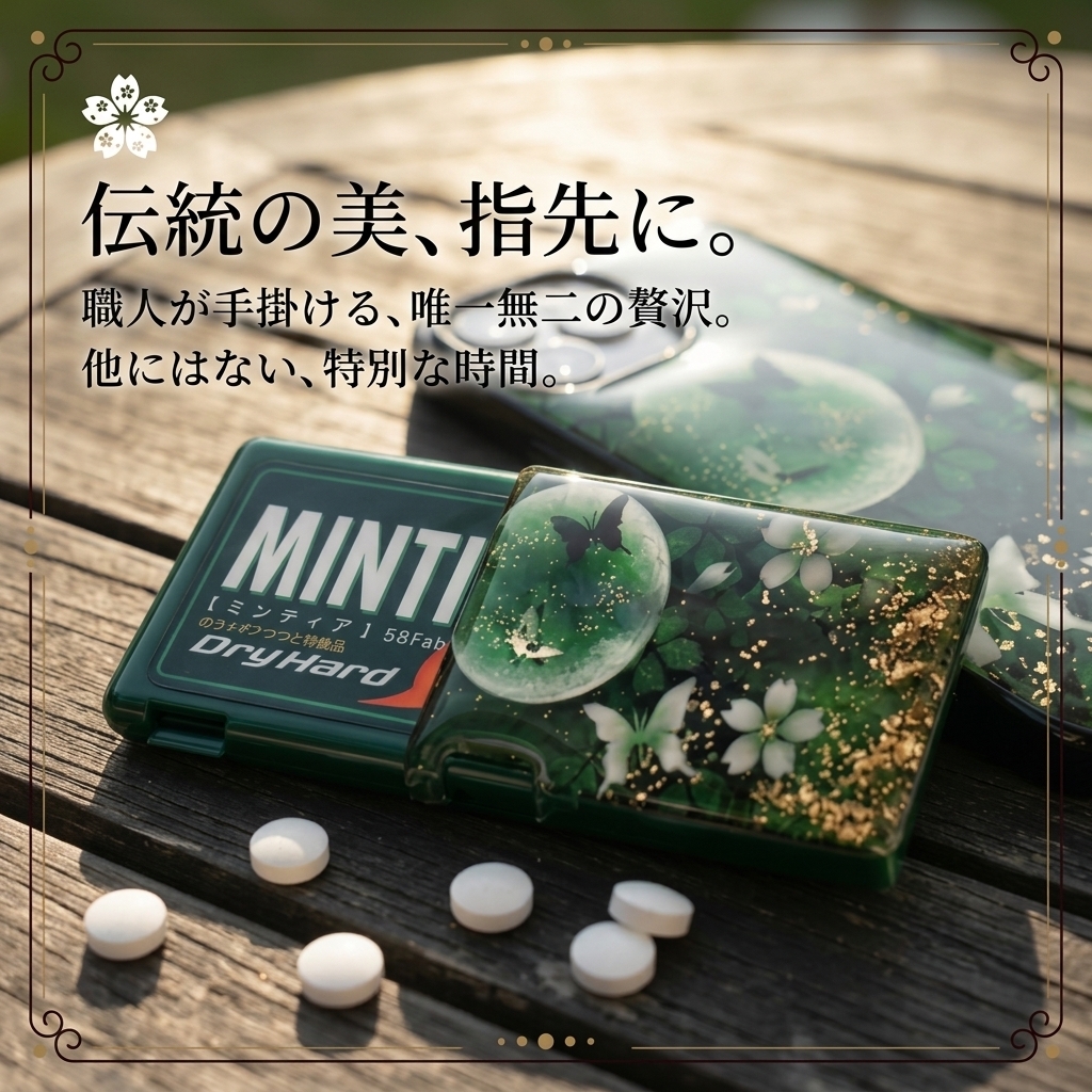 ミンティアケース『手』　名入れ 職人 手作り ハンドメイド 送料無料 伝統工芸 立体樹脂 金彩 桜 和モダン 和柄 和風 和雑貨 和小物 ギフト プレゼント フリスク