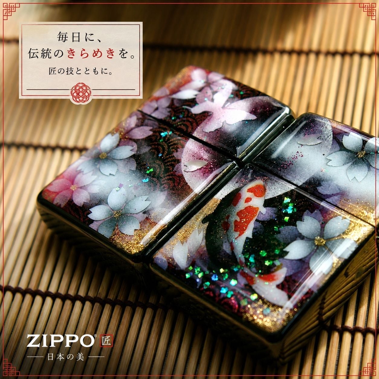 職人の手作り！和柄ペアzippo『亜』名入れ 送料無料 和風 桜 工芸 ハンドメイド ジッポ ライター 喫煙具 電子タバコ アイコス イルマ ギフト プレゼント