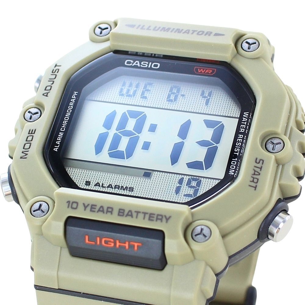 箱なし カシオ 腕時計 メンズ CASIO デジタル カーキ ベージュ 海外モデル 逆輸入 10年電池 100m防水 ストップウォッチ タイマー アラーム LEDライト アウトドア スポーツ 誕生日 父の日 プレゼント ギフト 成人 卒業 入学
