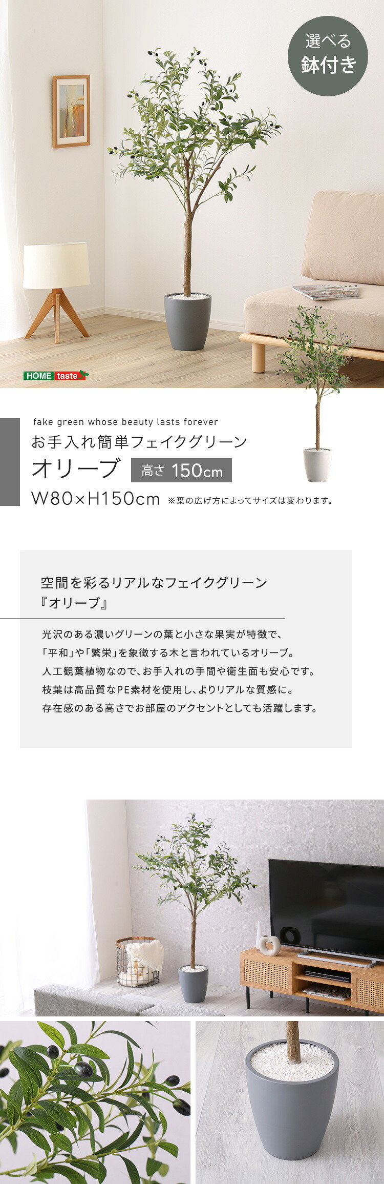 お手入れ簡単 フェイクグリーン オリーブ Mサイズ(150cm) 新築祝い 開店祝い