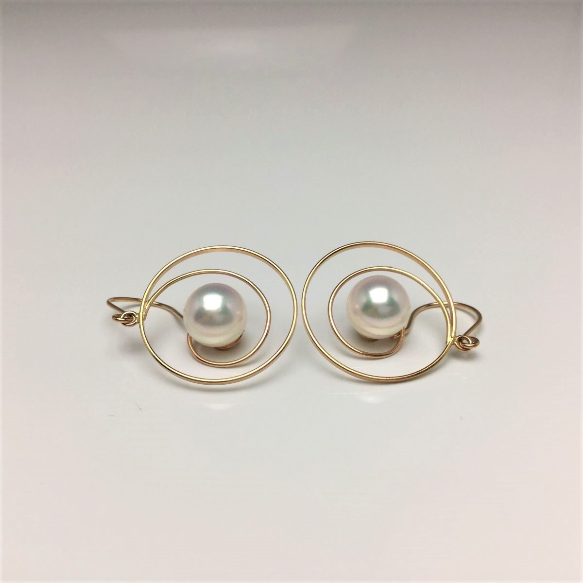 真珠 ピアス パール アコヤ真珠 フック 7.8mm ホワイトピンク K18 