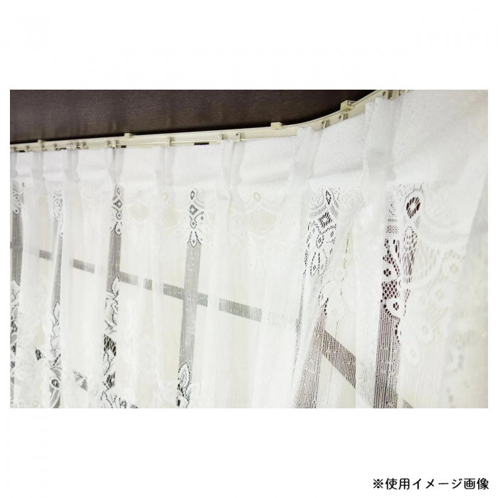出窓用レースカーテン 195×85cm 日本製 マクラメ調 裾フリル おしゃれ 上品 ホワイト 腰高窓対応 インテリア 模様替え 部屋作り 華やか 装飾用 レース カーテン