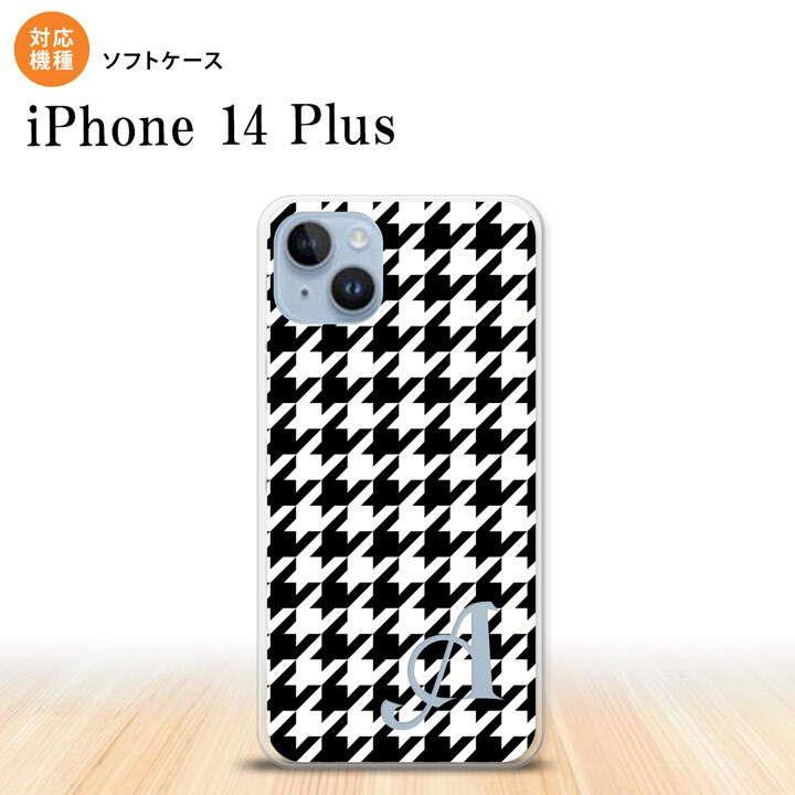 iPhone14 plsu iPhone14 plsu スマホケース 背面ケースソフトケース 千鳥 格子 大 黒 白 +アルファベット 2022年 10月発売 nk-i14pl-tp928i