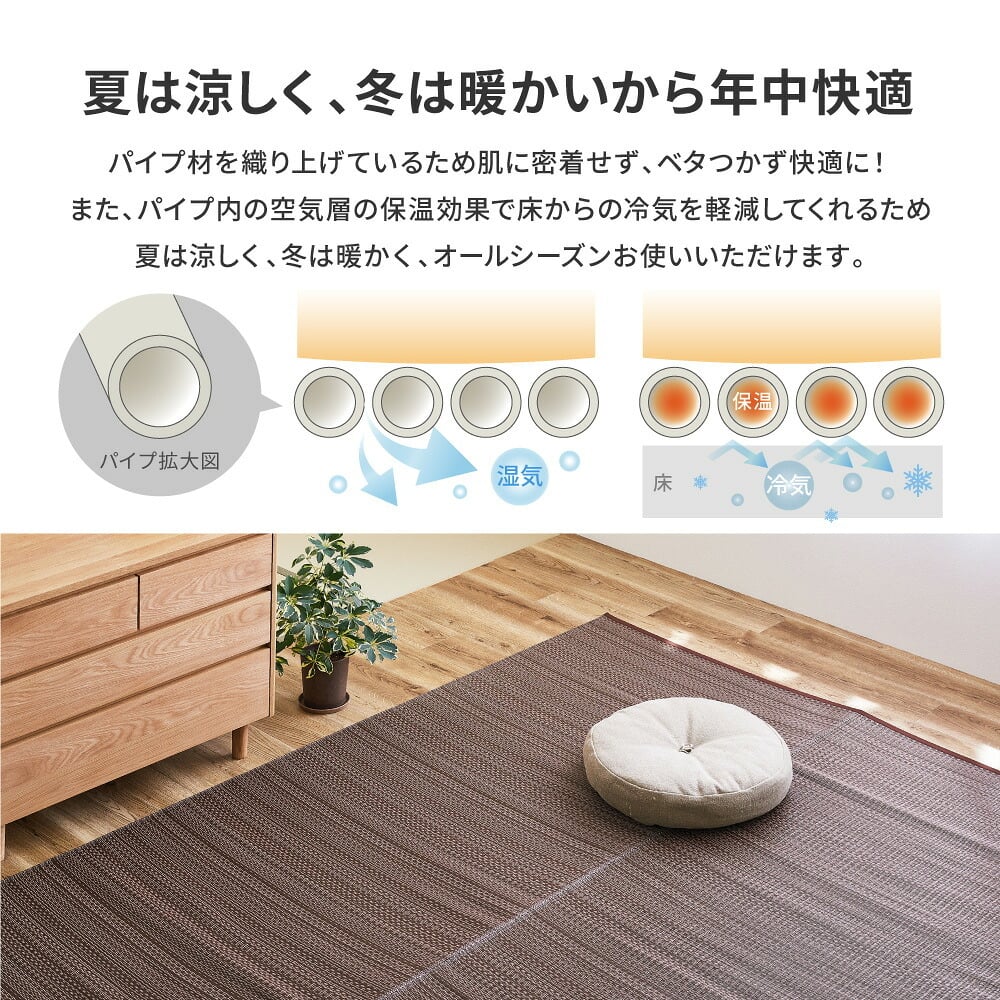 夏ラグ 夏用カーペット 洗える い草風 カーペット ライアン 本間 1帖 1畳 PP ラグ ビニール風 上敷 ござ 畳の保護