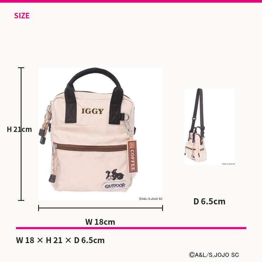 outdoor products ジョジョの奇妙な冒険 イギーモチーフミニショルダー ショルダーバッグ 斜め掛け レディース メンズ ギフト プレゼント ブラック jo01 ODJO01