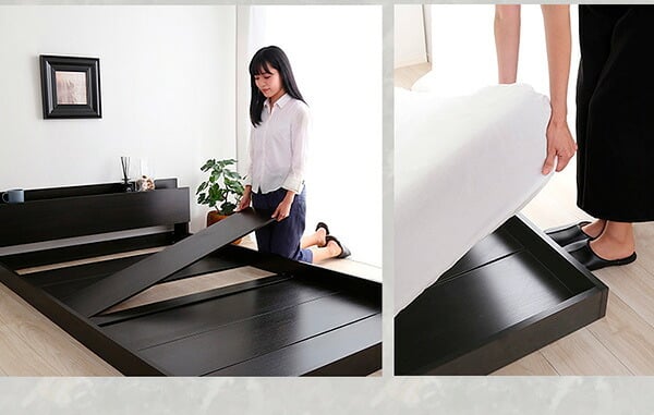 ベッド 寝具 デザインフロア Sサイズ Azlo-アズロ- MOD-S-BOK--TU ブラックオーク シングル 102.2×215×45cm ホームテイスト フロア フレーム おしゃれ 2口コンセント付き すのこ シングルサイズ
