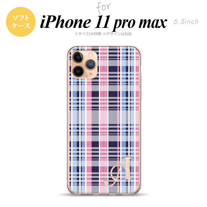 iPhone11ProMax iPhone11pro max スマホケース ソフトケース チェック B ピンク 青 +アルファベット メンズ レディース nk-i11pm-tp440i