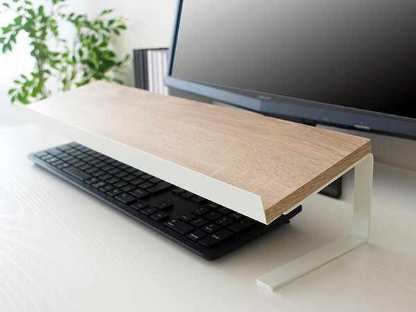 デスク チェア ユーティリティスタン 上スタンド テーブル上収納 小物収納 スマホスタンド タブレットスタンド キーボードスタンド スチール 木目柄 ナチュラル ブラウン 2色対応 卓上ラック 収納 小物置き