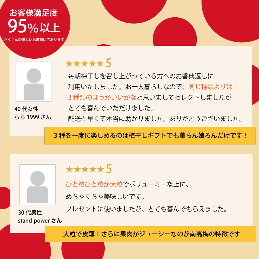 3種類の紀州南高梅干しが入った「華らん娘ろん」ギフト プレゼント 内祝い お祝い お返し お礼 梅 はちみつ梅 減塩 送料無料 紀州南高梅 高級