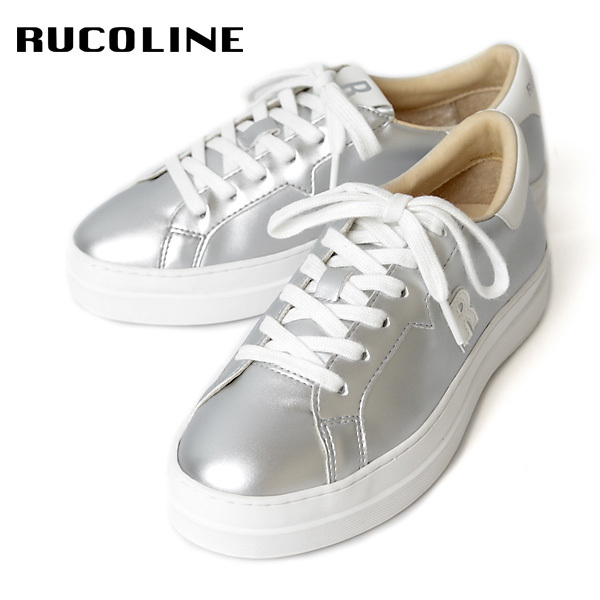 ルコライン スニーカー ルコライン 靴 RUCO LINE RUCO-018SI CALF PU LUX 光沢 シルバー 合皮 無地 ローカット ファスナー無し ルコライン レディース シューズ RUCO LINE ルコラインスニーカー フラットソール 新作 取扱店 京都 母の日