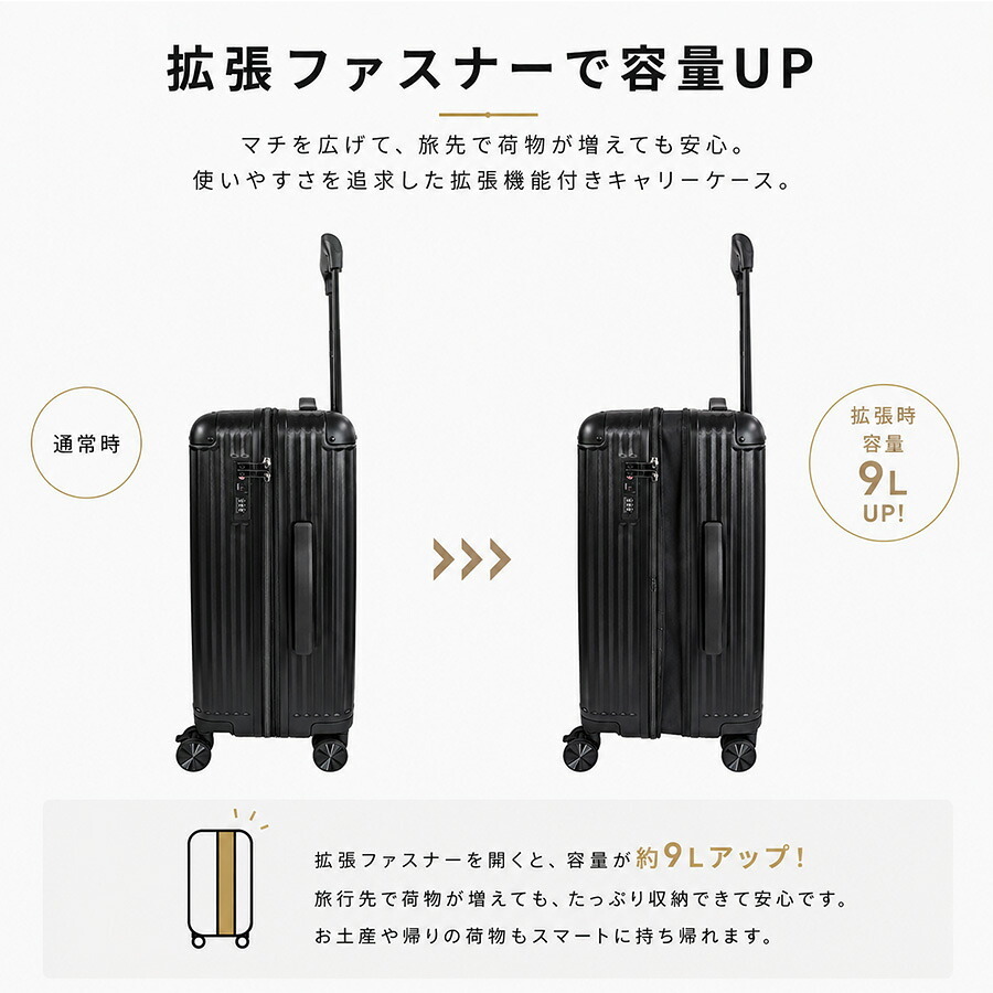 Coleman ストッパー付拡張ZIPキャリーM 60-69L キャリーケース スーツケース 大容量 出張 旅行 使いやすい レディース メンズ ギフト プレゼント ブラック 60015