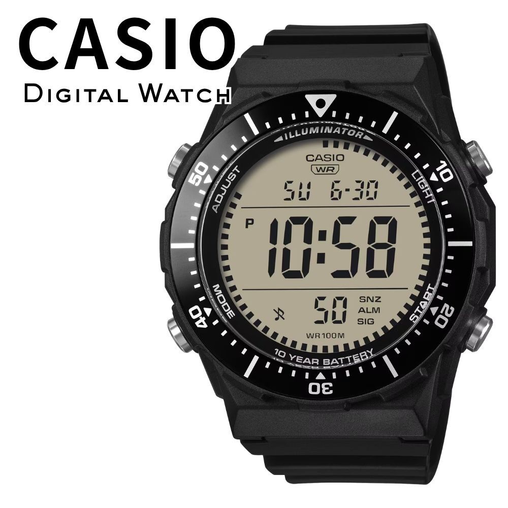 箱なし カシオ 腕時計 メンズ CASIO デジタル ブラック 10年電池 100m防水 デュアルタイム タイマー LEDライト スポーツ アウトドア 海外モデル 逆輸入 プレゼント ギフト 成人 卒業 入学