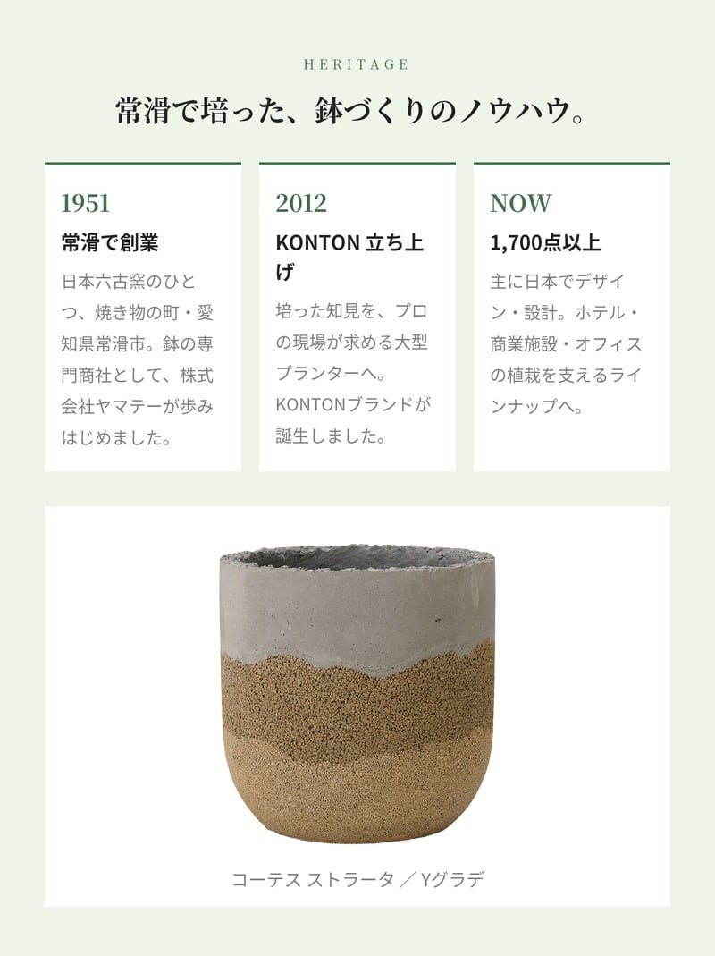 植木鉢 おしゃれ 大型 14号 11号 L M サイズ 鉢カバー KONTON コントン コーテス ストラータ 丸型 ラウンド ファイバーセメント セメント 屋外 室内 高級 北欧 モダン ナチュラル 観葉植物用 シンボルツリー サボテン 多肉植物 特大 玄関 プランター Wグラデ Sグラデ