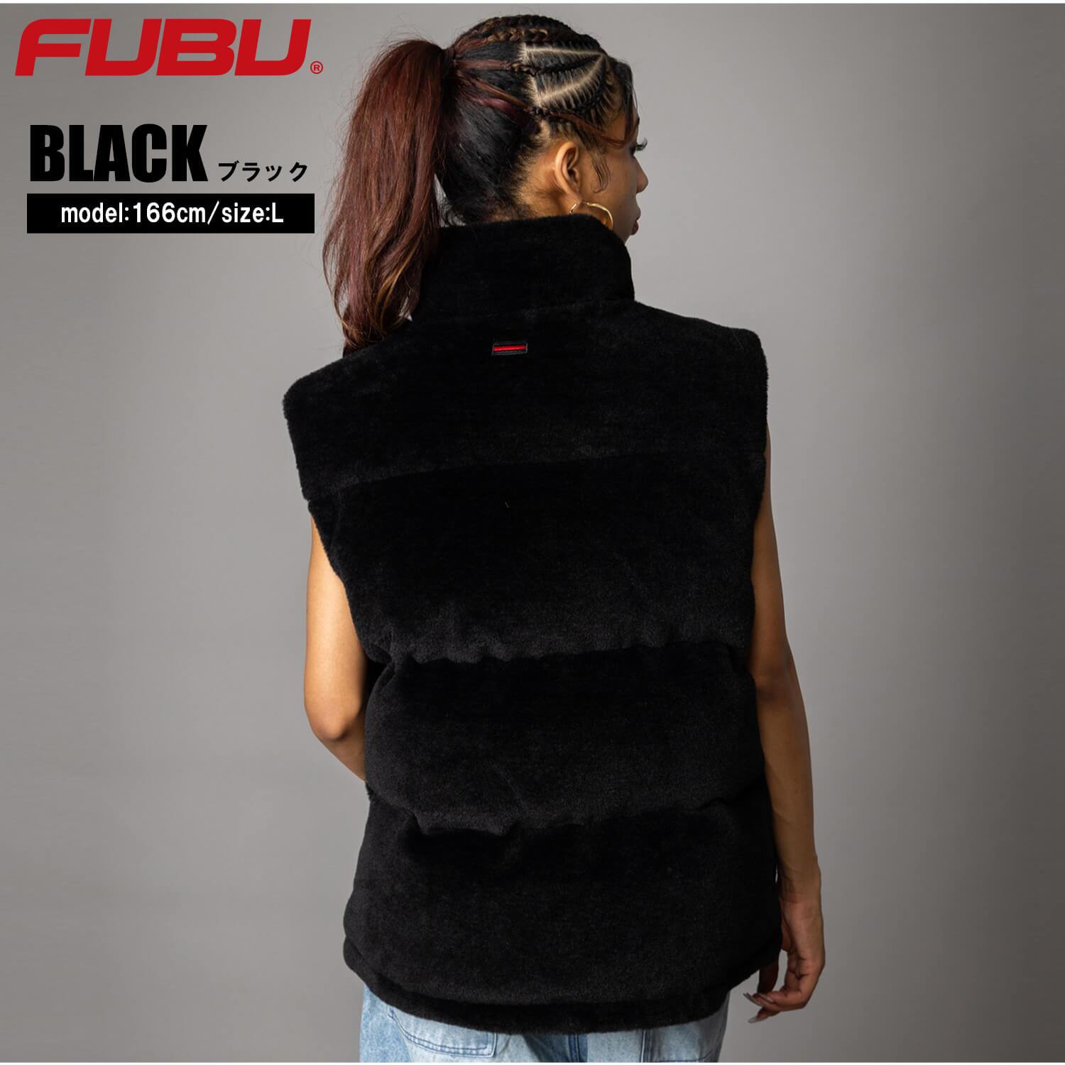 FUBU フブ 中綿ベスト メンズ フェイクファー パファー ダブルジップ エコダウン アウター ストリート あったか 防寒 保温 ヒップホップ ダンス オーバーサイズ ビッグシルエット 秋冬 M L XL XXL 大きいサイズ レディース fam-62306 2026FW karlas