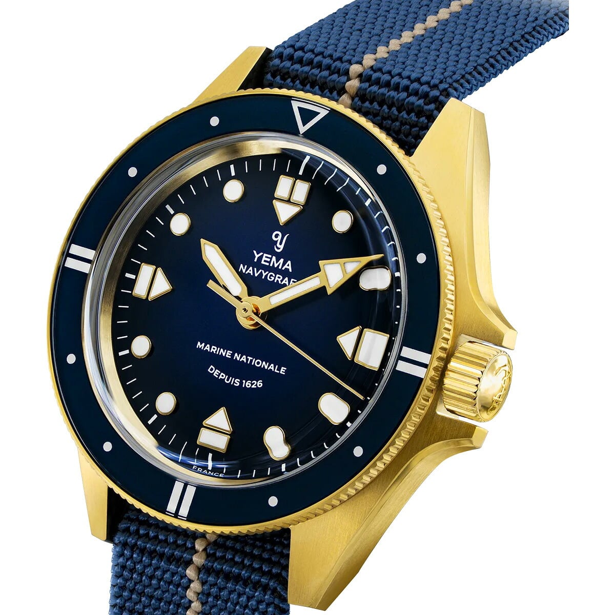 【美品】YEMA PARIS 腕時計 メンズ クオーツ 100M防水 フランス製 イエマ YEMA ネイビーグラフ フランス海軍 創設400周年記念
