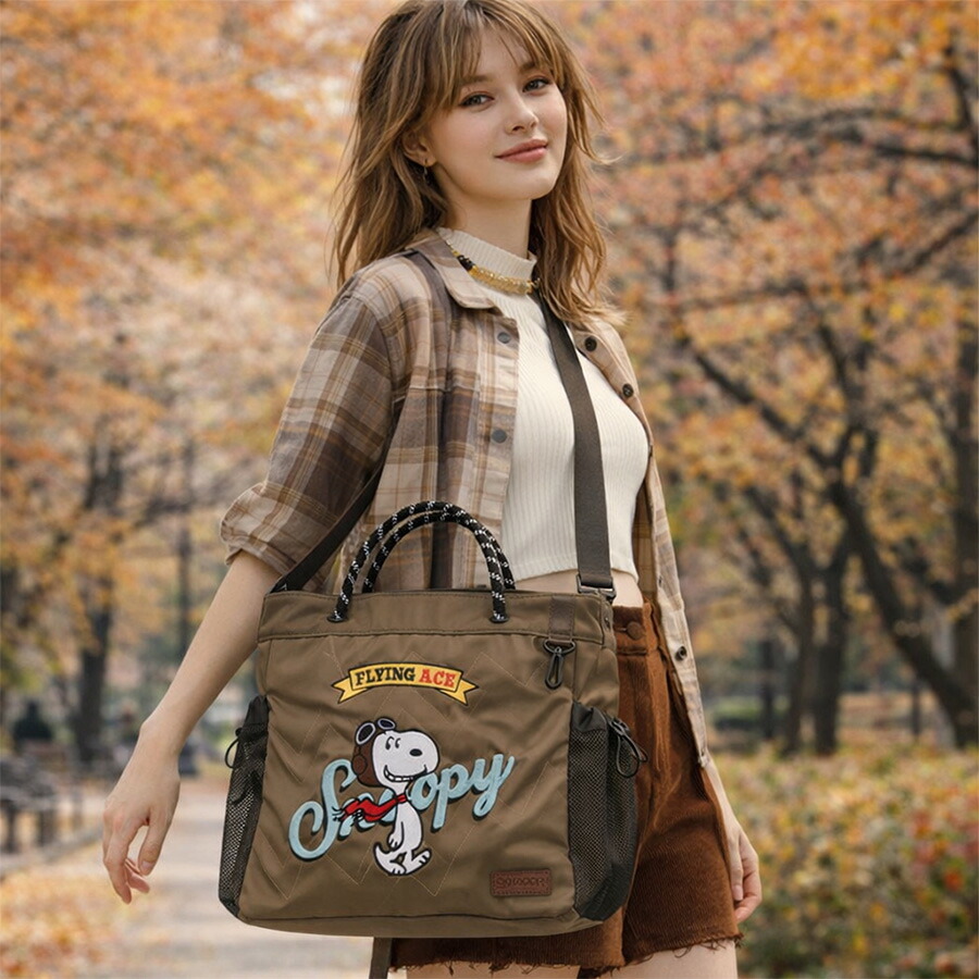 OUTDOORPRODUCTS ピーナッツ 2wayロープショルダーバッグ 斜め掛け トートバッグ 普段使い 男女兼用 メンズ レディース ギフト プレゼント ブラック odb038