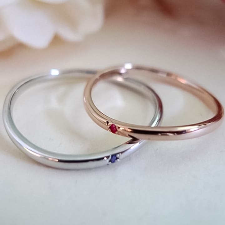 セミオーダー Lovers&Ring ペアリング ルビー ＆ サファイア 刻印対応 10金 or 18金 or プラチナ K10 K18 指輪 ペア リング お揃い レディース メンズ LSR0659RPK-SWG ギフト 誕生日 カップル 彼女 女性 彼氏 男性 妻 夫 指輪 誕生日プレゼント 記念日  結婚指輪 マリッジリング 人気  バースデー ご褒美ジュエリー 彼女 ギフト