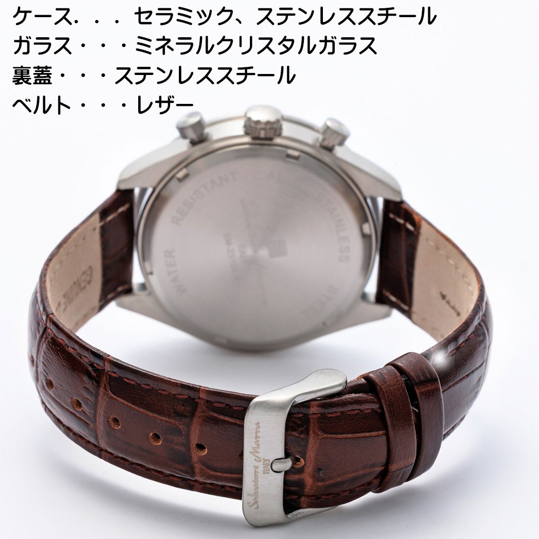 【送料無料】（お取り寄せ）腕時計 メンズ Salvatore Marra サルバトーレマーラ クロノグラフ 10気圧防水 レザーベルト SM23104-SSGRGD 本革レザー 高級感 ブランド 人気 シンプル ウォッチ カジュアル フォーマル 誕生日[SM23104-SSGRGD]