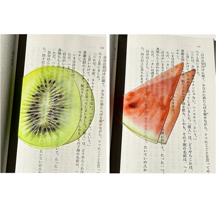 おもしろブックマーク 通販 アクリルブックマーカー リアルフルーツしおり おしゃれな栞 かわいい文房具 おもしろ雑貨 読書グッズ プチギフト 入学卒業祝い 贈り物 透明ブックマーク インスタ映え文具 癒し読書グッズ ユニーク文具 本の手帳ノート用 ギフト