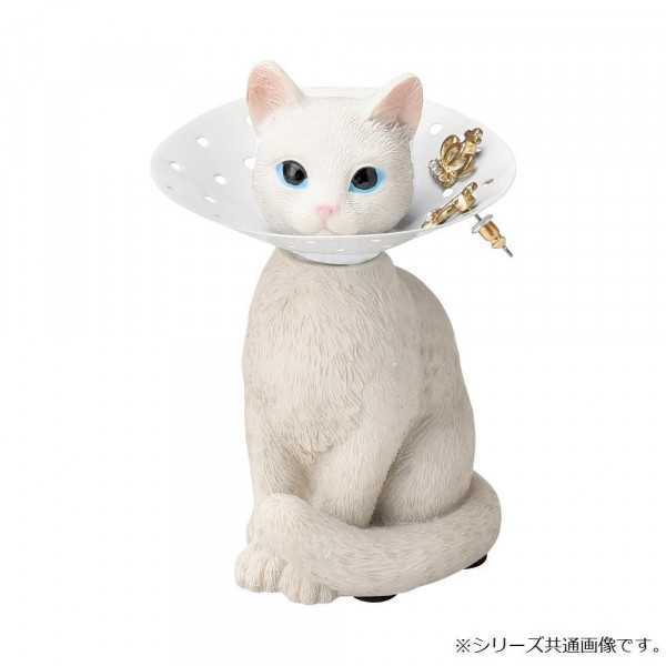 ピアスホルダー 白ネコ アクセサリースタンド 収納 エリザベスカラー デザイン マグネット式 おしゃれ かわいい 猫雑貨 インテリア 卓上 小物入れ プレゼント セトクラフト