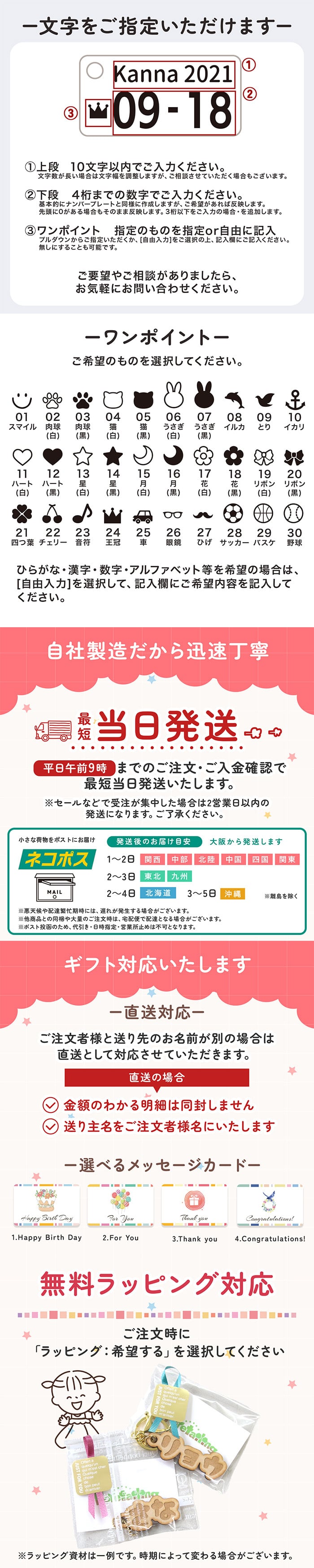 【名入れ・無料ラッピング】車 ナンバープレート キーホルダー アクリル 5mm オーダーメイド レーザー刻印 選べるワンポイント30種類 愛車 ナンバー 車好き メンズ レディース 誕生日プレゼント 納車祝い 記念日 ギフト