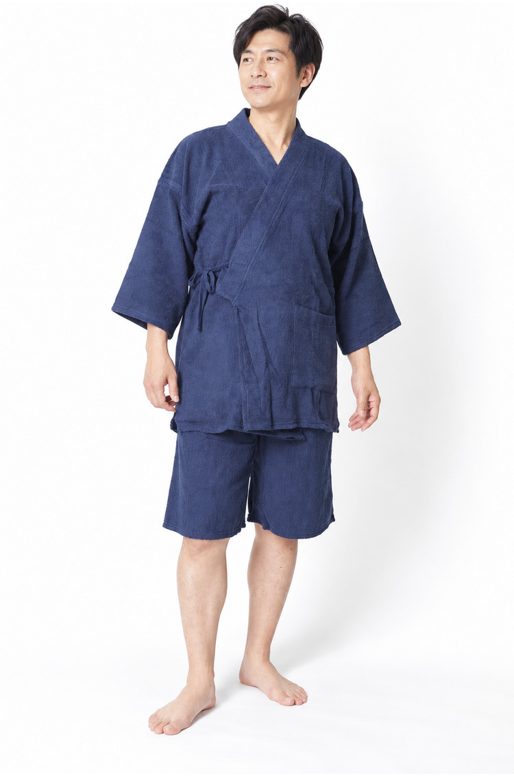 甚平 パジャマ パイル生地　M/L WA-5 ユニセックス メンズ レディース ガウン 岩盤浴 サウナウエア リラックスエア 部屋着 ペア 父の日 母の日 敬老の日 プレゼント