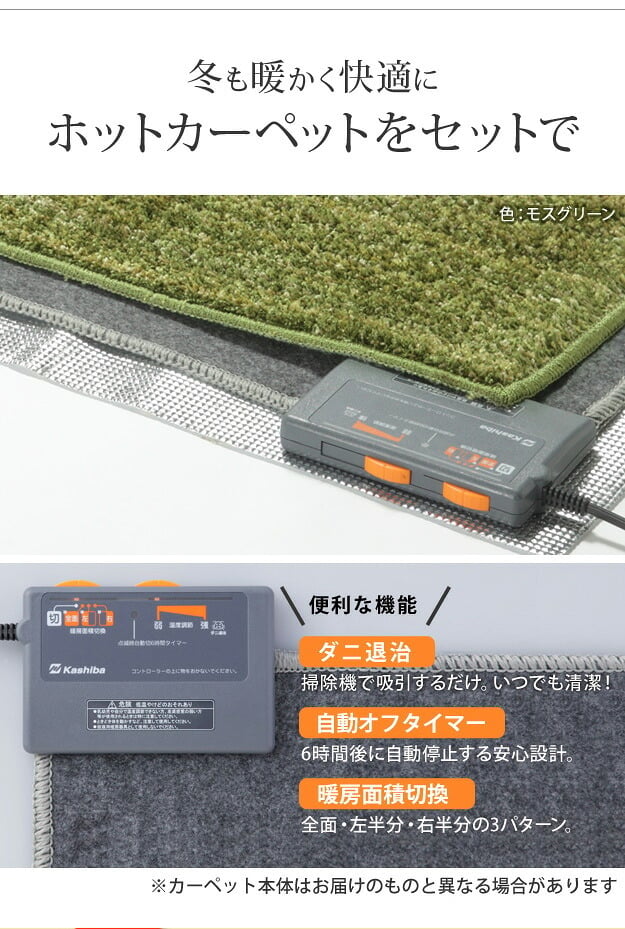 ホットカーペット カバー 電気カーペット対応 ミックスカラーホットカーペット・カバー-ルーナ 2畳(200x200cm) ホットカーペット本体セット ラグ ラグマット モダン シンプル 北欧 無地 ミックスシャギー 防ダニ 滑り止め おしゃれ あったか