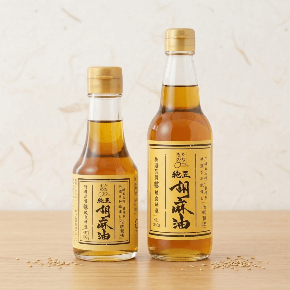 送料無料 本数選べる！ たなつもの 純正胡麻油 (大) 330g 一番搾り 福島　ごま油　ゴマ油