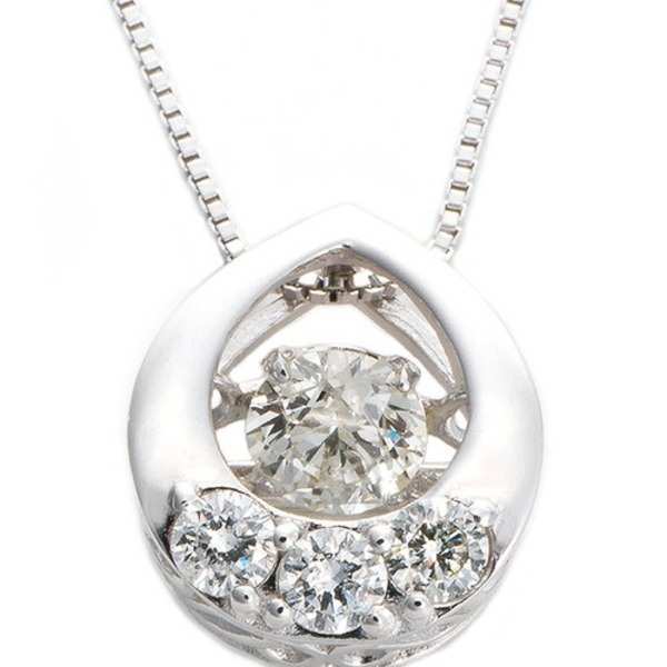 ダイヤモンド ネックレス K18 ホワイトゴールド 0.2ct ダンシングストーン 雫 しずく ペンダント 揺れるダイヤ レディース アクセサリー 宝石 記念日 誕生日 ギフト