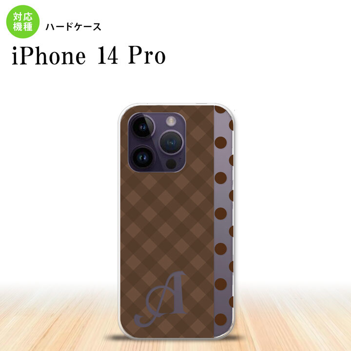 iPhone14 Pro iPhone14 Pro スマホケース 背面ケース ハードケース チェック ドット 茶 +アルファベット 2022年 9月発売 nk-i14p-1525i