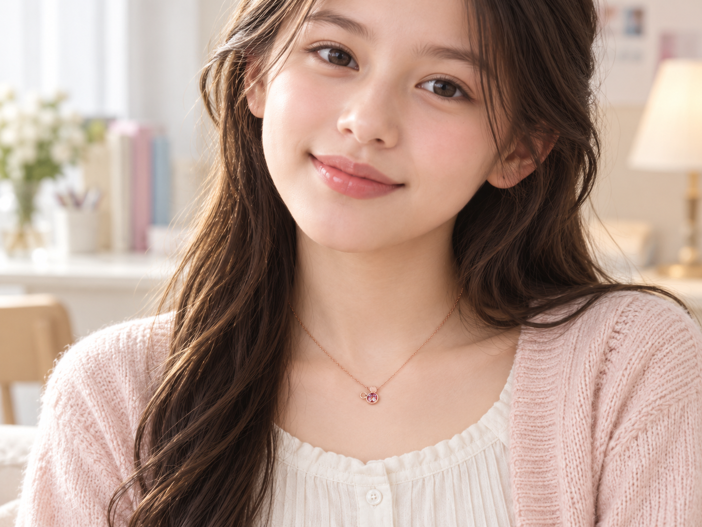 【アクセ箱付】ディズニーネックレス 24金加工 金属アレルギー対応済 ピンクゴールド スワロフスキー ミッキーマウス グッズ 大人向け 大人ディズニー