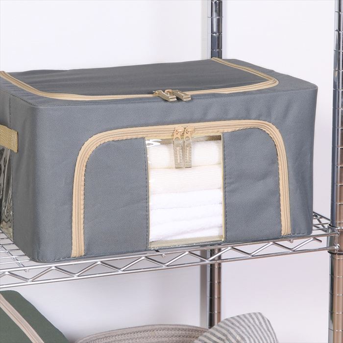 収納ボックス フタ付き 布 前開き 通販 窓付＆積み重ね収納ボックス 22L 衣類収納ボックス 収納ケース 窓付き収納ボックス 折りたたみ ファスナー ふた付き 蓋つき 収納 ボックス 奥行29cm 高さ20cm 収納用品 押入れ収納 収納家具 インテリア