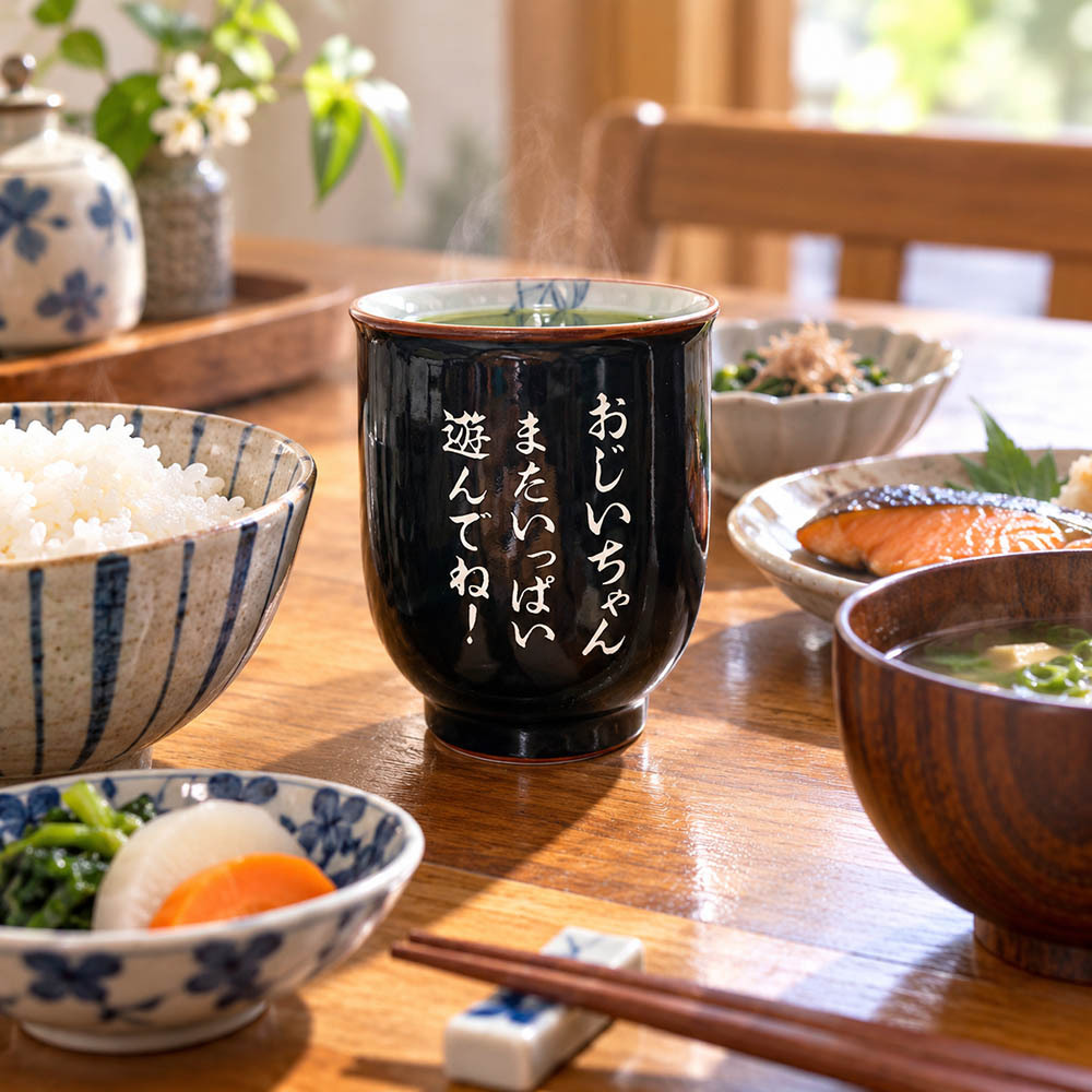 敬老の日 退職 名入れ ギフト SXX 波佐見焼 湯呑 内椿 単品 木箱入り / プレゼント ギフト 退職 記念 誕生日 還暦 緑寿 長寿 祝い 赤 緑 選べるカラー