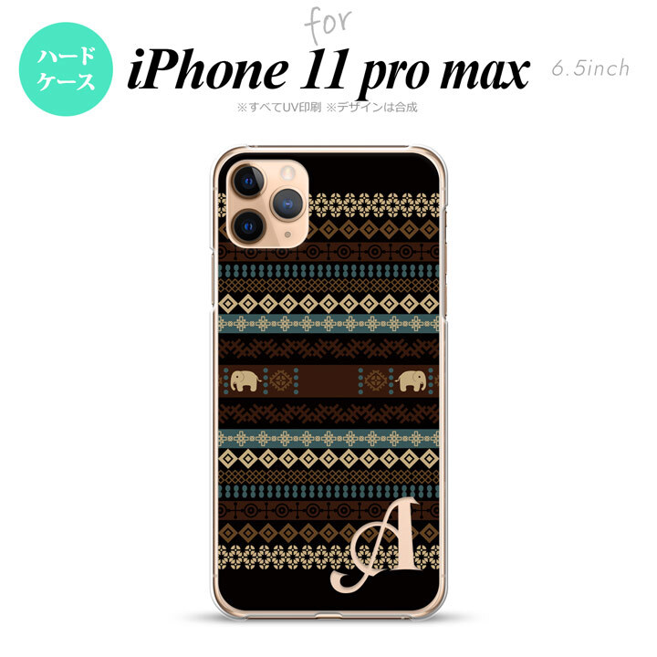 iPhone11ProMax iPhone11pro max スマホケース ハードケース エスニック ゾウ 黒 +アルファベット メンズ レディース nk-i11pm-1571i