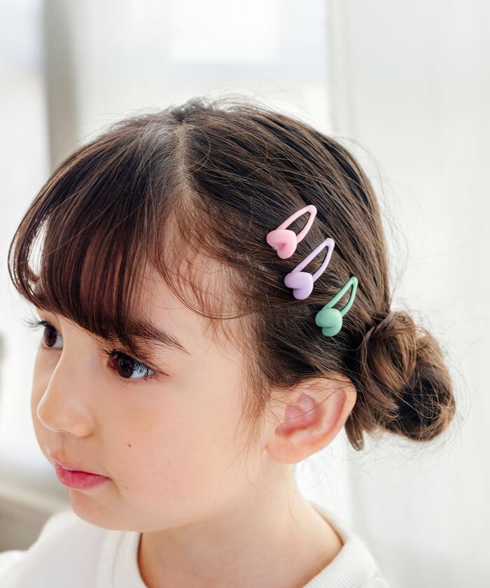 ヘアピン 通販 Rora パッチン留め 子供用 キッズ ヘアアクセサリー ヘアクリップ スリーピン 前髪クリップ パステルカラー ハートモチーフ ミニサイズ 髪飾り 髪留め 女の子 子ども ヘアアレンジ